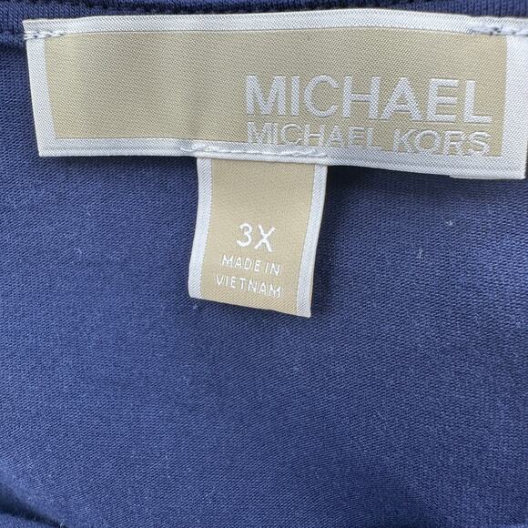 Michael Kors Grommet Lace-Up Tunic Dress Womens 3X Navy Blue Short Sleeve Resort - Picture 6 of 13